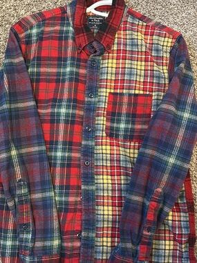 Abercrombie & Fitch Red Multicolor Patchwork Plaid Button-Down Shirt
